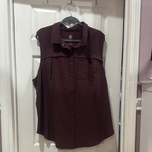 Torrid Burgundy Button Down Sleeveless Shirt